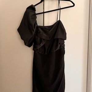 Express Black One-Shoulder Sheath Mini Dress